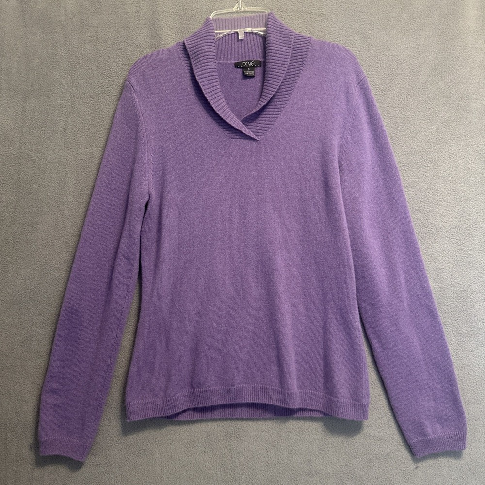 Prive 100% Cashmere Shawl Collar Sweater Womens Small Light Purple Quiet Luxury